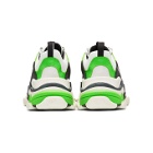 Balenciaga White and Green Triple S Sneakers