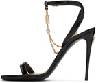 Dolce & Gabbana Black & Gold Padlock Heeled Sandals