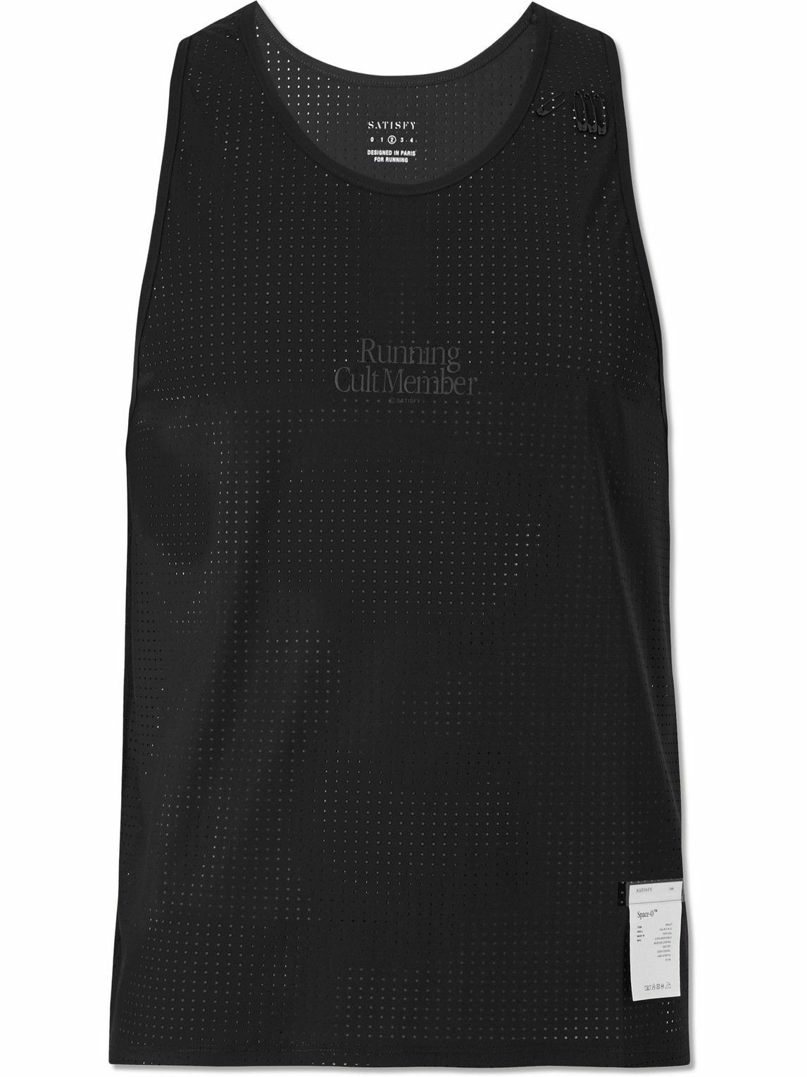 Photo: Satisfy - Perforated Space-O™ Stretch-Jersey Tank Top - Black