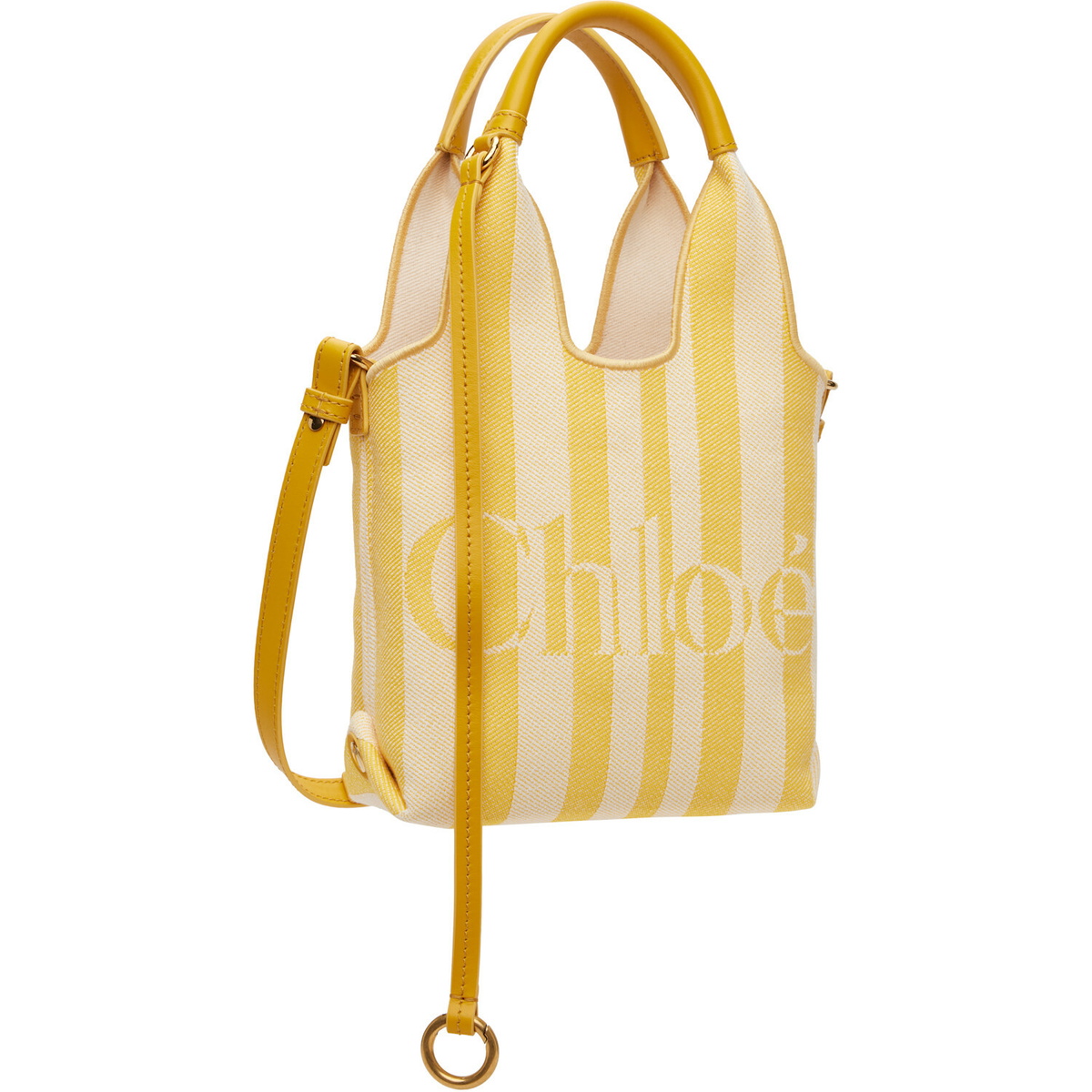 Chloé Yellow & Off-White Mini 'Chloé' Stripy Tote
