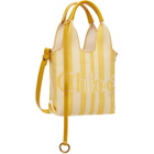 Chloé Yellow & Off-White Mini 'Chloé' Stripy Tote