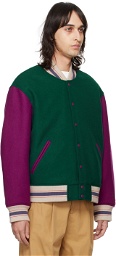 Acne Studios Green & Purple Striped Bomber Jacket
