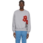 AMI Alexandre Mattiussi Grey Coquelicots Sweatshirt