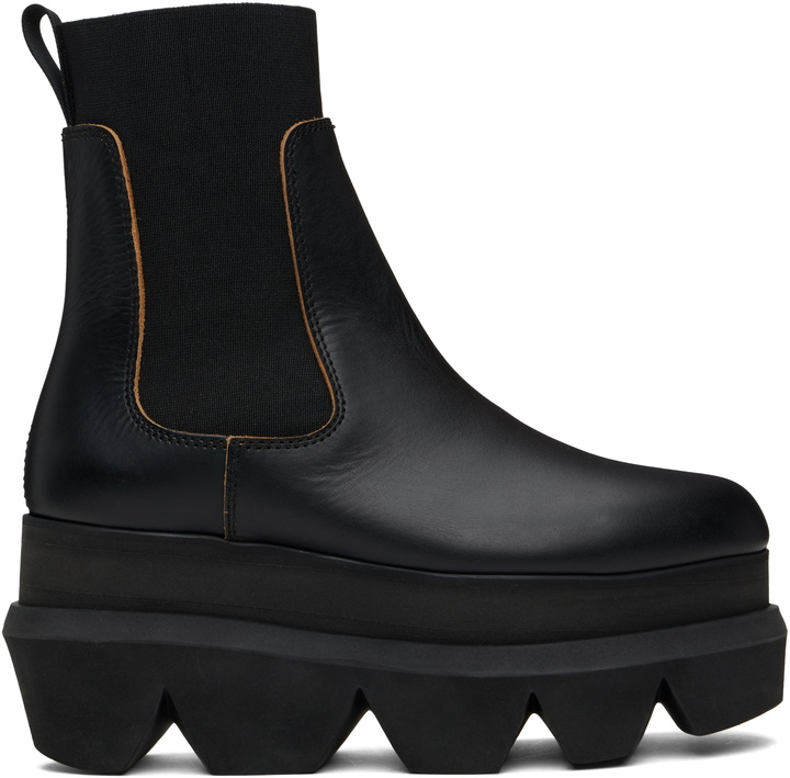Photo: sacai Black Leather Chelsea Boots