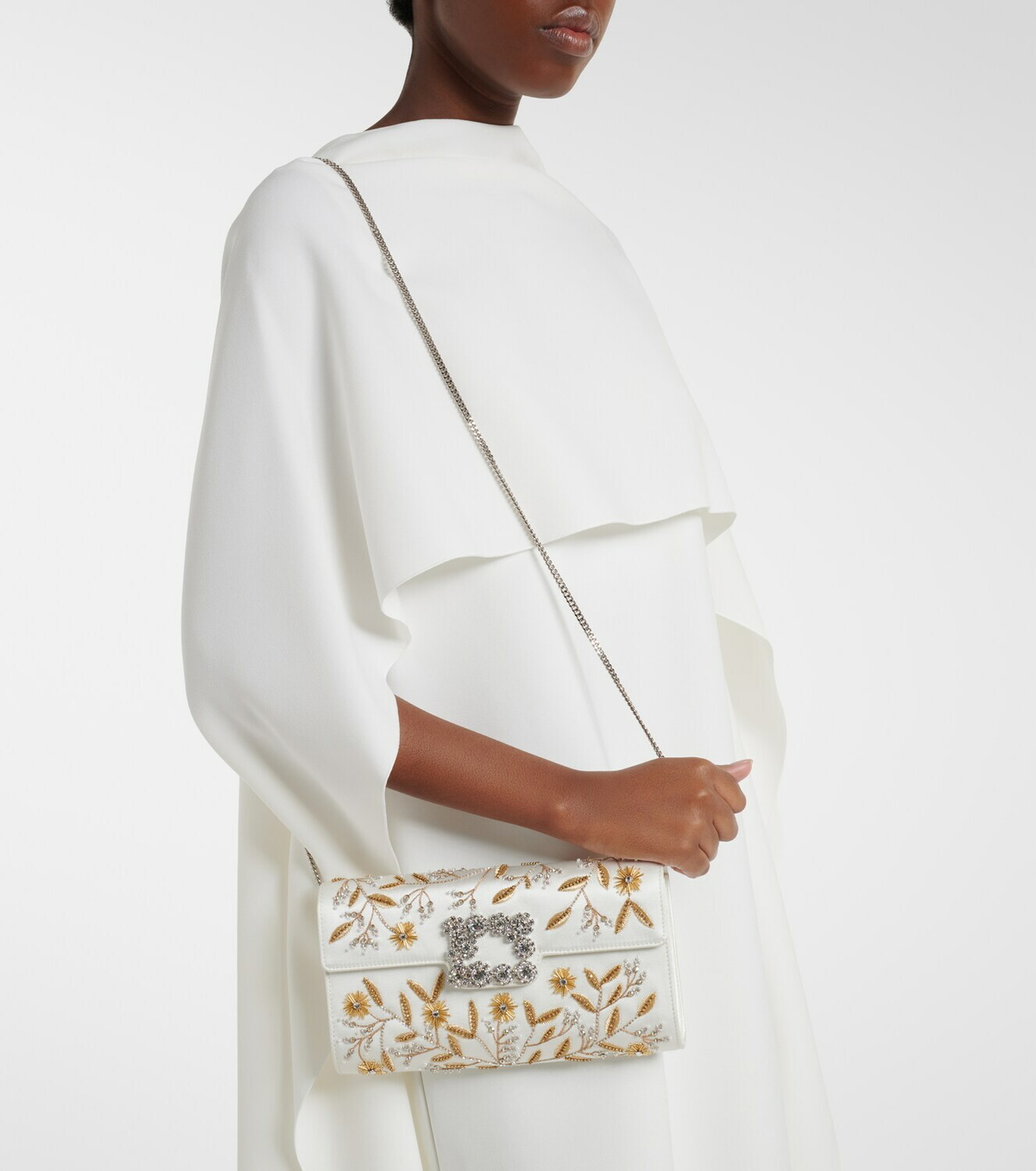 Roger Vivier Efflorescence embellished satin clutch