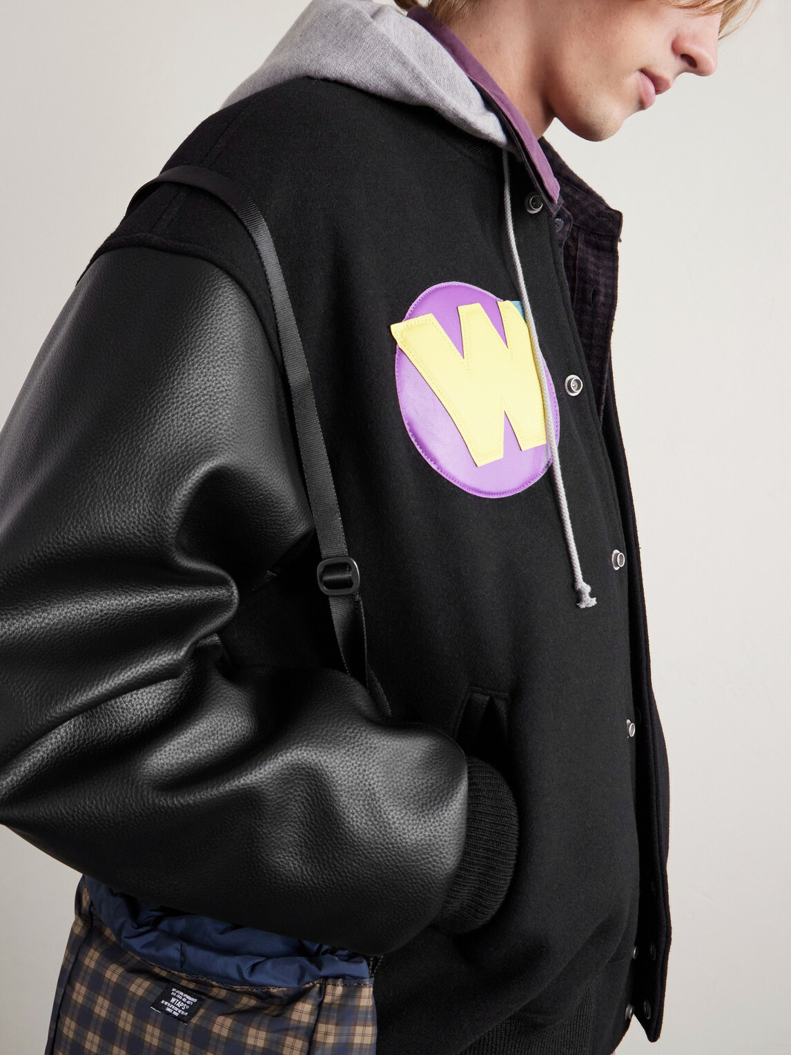 WTAPS - Logo-Appliquéd Panelled Melton Wool-Blend Jacket - Black