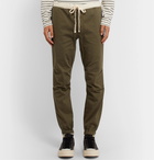 Beams Plus - Slim-Fit Tapered Grosgrain-Trimmed Cotton-Blend Twill Drawstring Trousers - Green