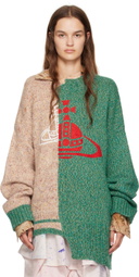 Vivienne Westwood Beige & Green Half & Half Sweater