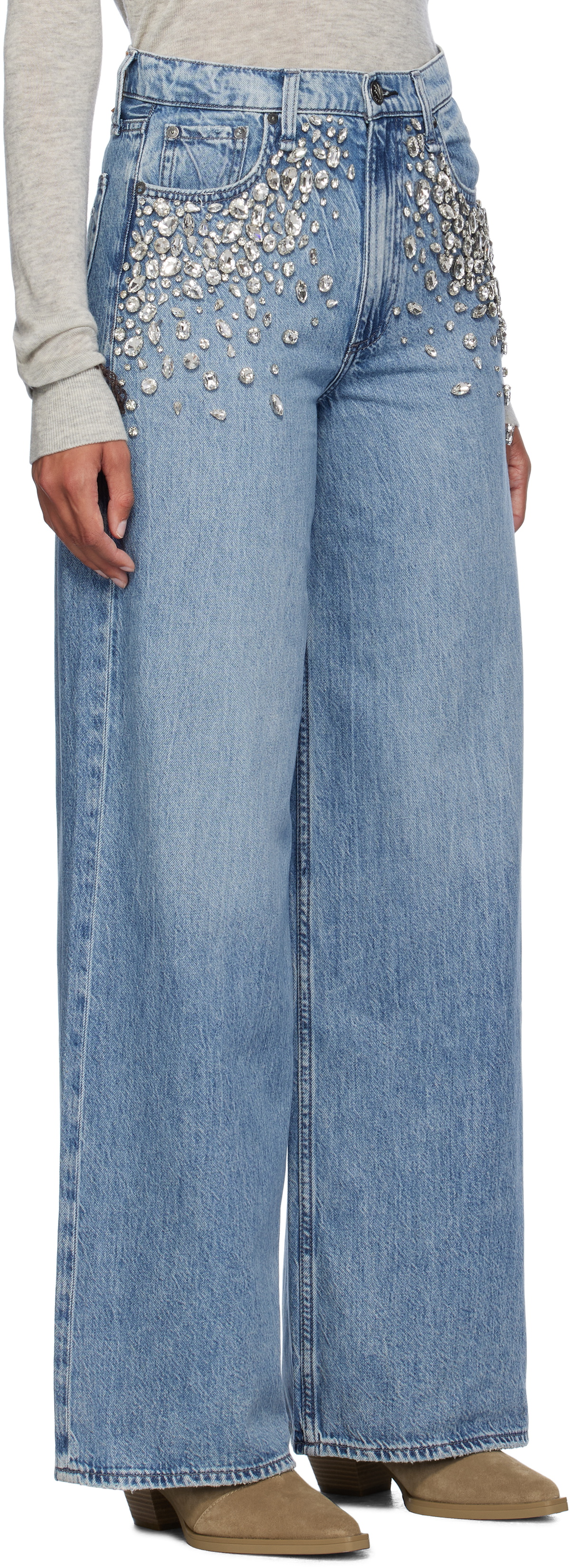【関税込み】rag & bone ブルー Sofie ジーンズ rag & bone Sofie Featherweight Wide-Leg Jeans | Saks Fifth