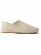 Mulo - Collapsible-Heel Suede Loafers - Neutrals