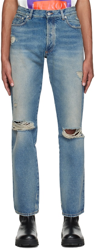 Photo: Heron Preston Blue Distressed Jeans