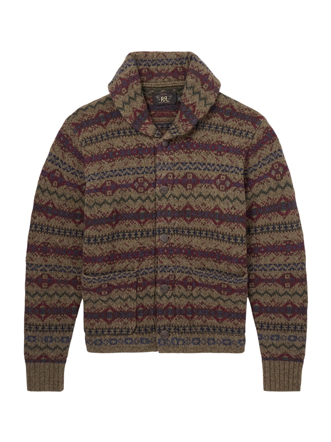 RRL - Shawl-Collar Jacquard-Knit Wool Zip-Up Cardigan - Green RRL