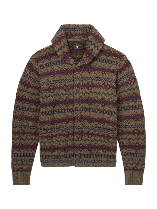 Photo: RRL - Shawl-Collar Fair Isle Wool Cardigan - Brown