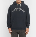 Beams - Champion Printed Loopback Cotton-Blend Jersey Hoodie - Navy