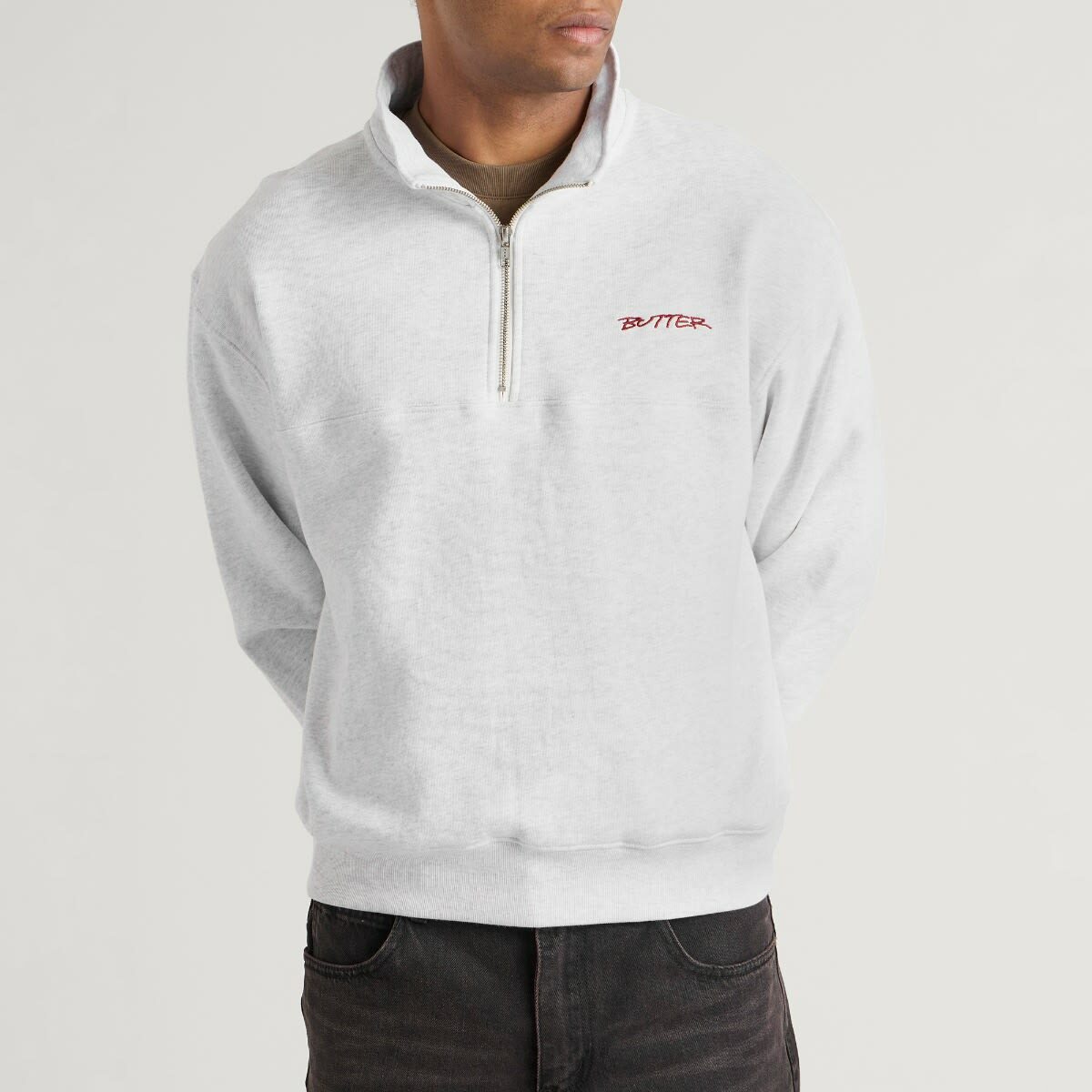 Butter Goods Men's Panel 1/4 Zip Sweatshirt in Ash