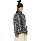 OPEN YY Black Checkered Crinkle Ruffle Shirt