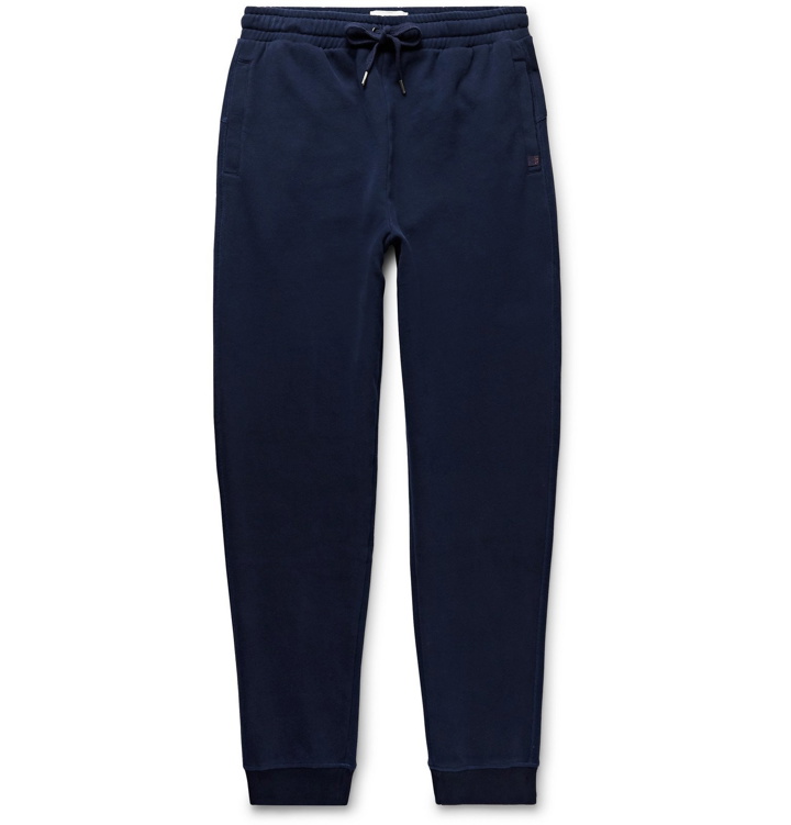 Photo: Derek Rose - Devon Slim-Fit Tapered Brushed Loopback Cotton-Jersey Sweatpants - Blue