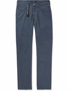 Incotex - Straight-Leg Stretch Cotton-Gabardine Trousers - Blue