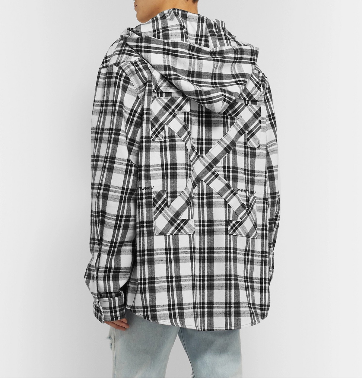 Off-White Black and White Flannel Hoodie Jacket Off-White