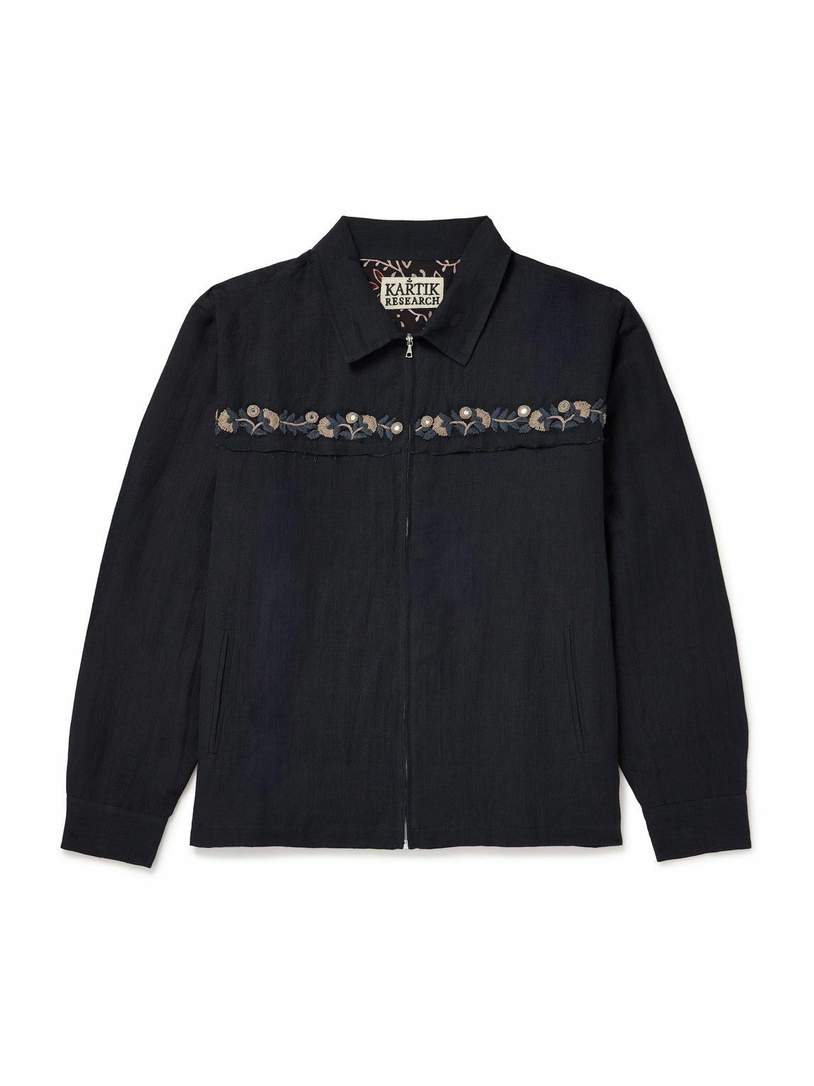 Kartik Research - Embroidered Embellished Cotton and Linen-Blend