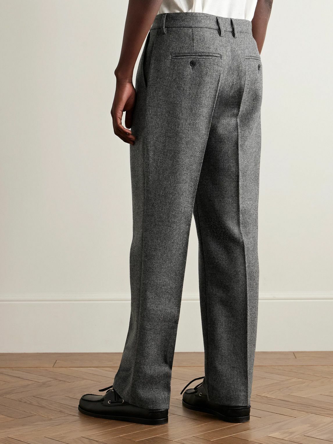Portuguese Flannel - Straight-Leg Pleated Wool Suit Trousers - Gray