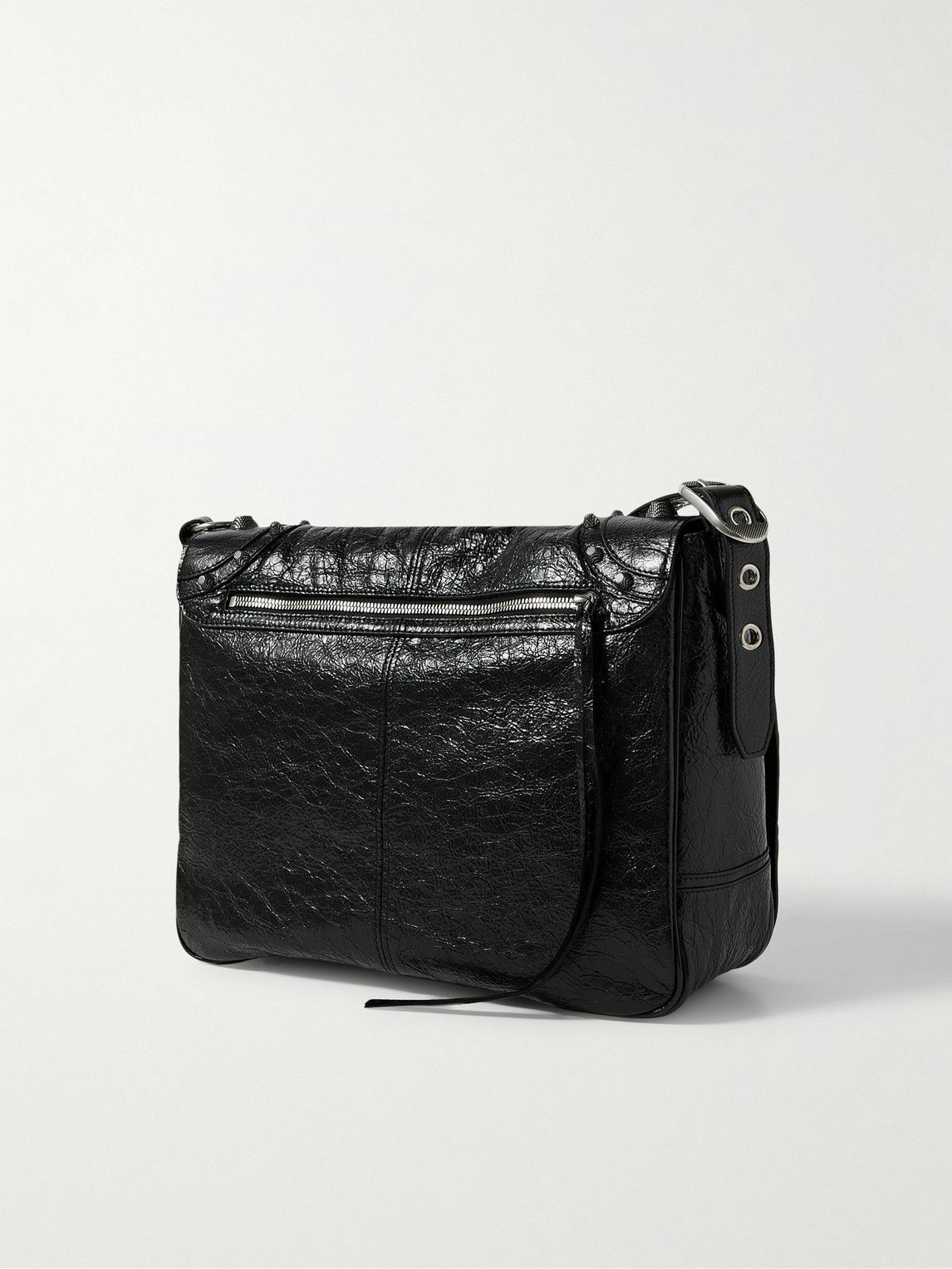 BALENCIAGA Le Cagole Embellished Textured-Leather Messenger Bag