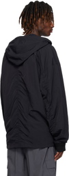 Juun.J Black Nylon Puckering Zip-Up Hoodie