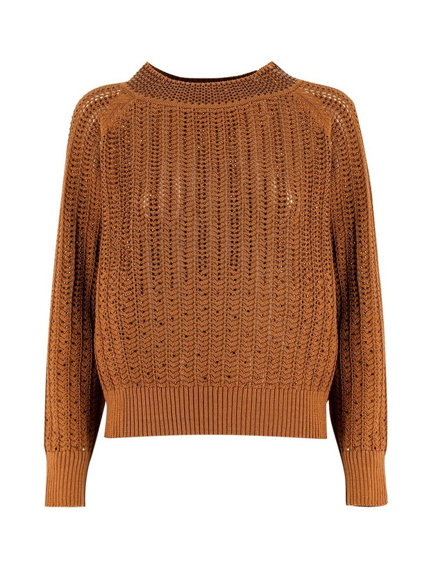 Photo: Ermanno Scervino Brown Pullover With Crystals