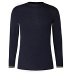 Iffley Road - Malvern Slim-Fit Striped Merino Wool Base Layer - Blue