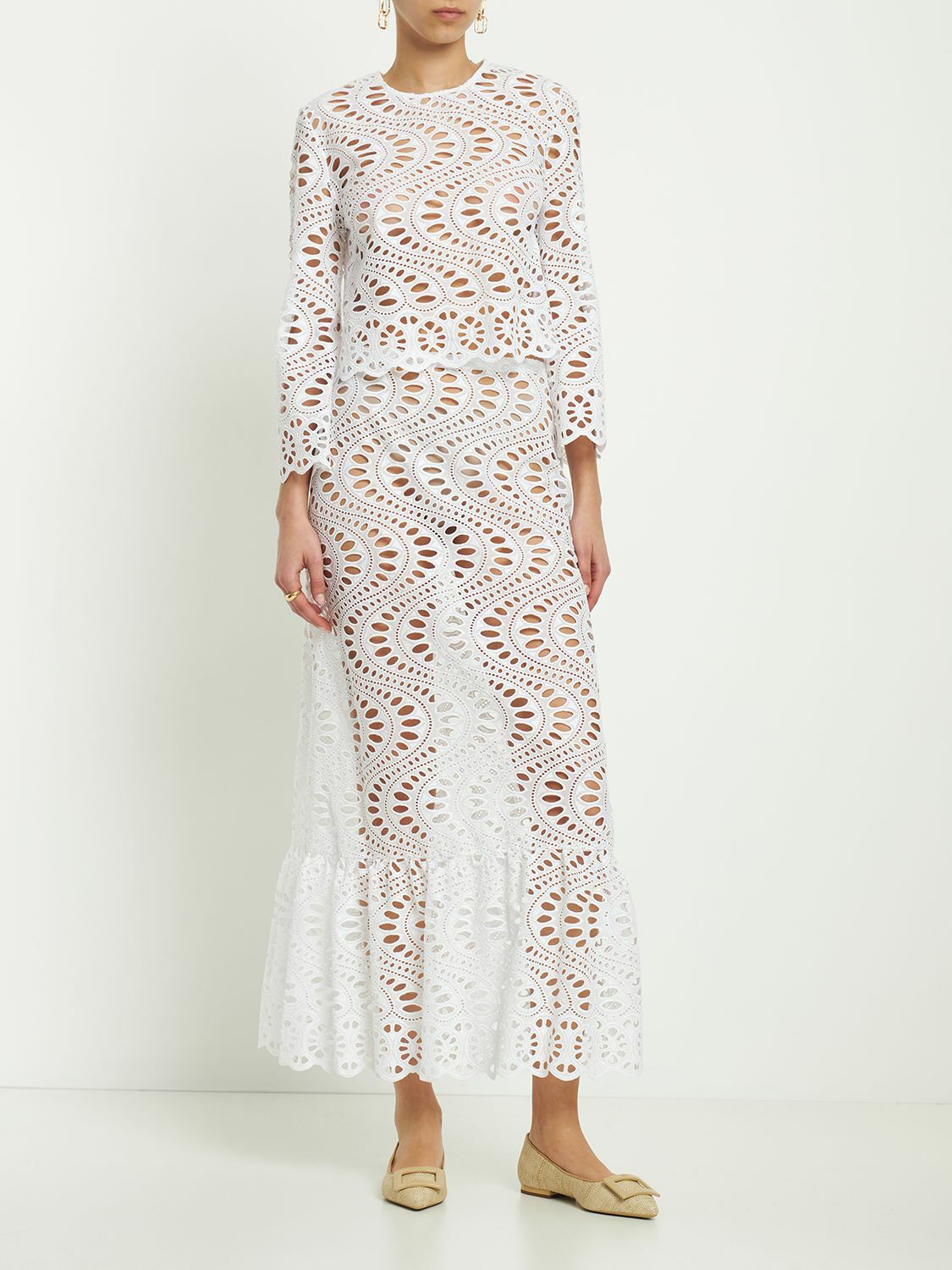 スカート GIAMBATTISTA VALLI Gonna lunga macramE White Long white macramé dress - Giambattista Valli Paris | Haute