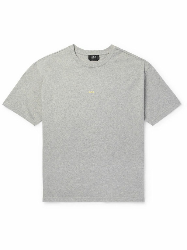 Photo: A.P.C. - Logo-Print Cotton-Jersey T-Shirt - Gray