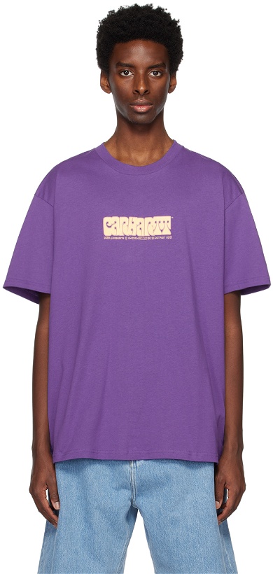 Photo: Carhartt Work In Progress Purple Heat Script T-Shirt