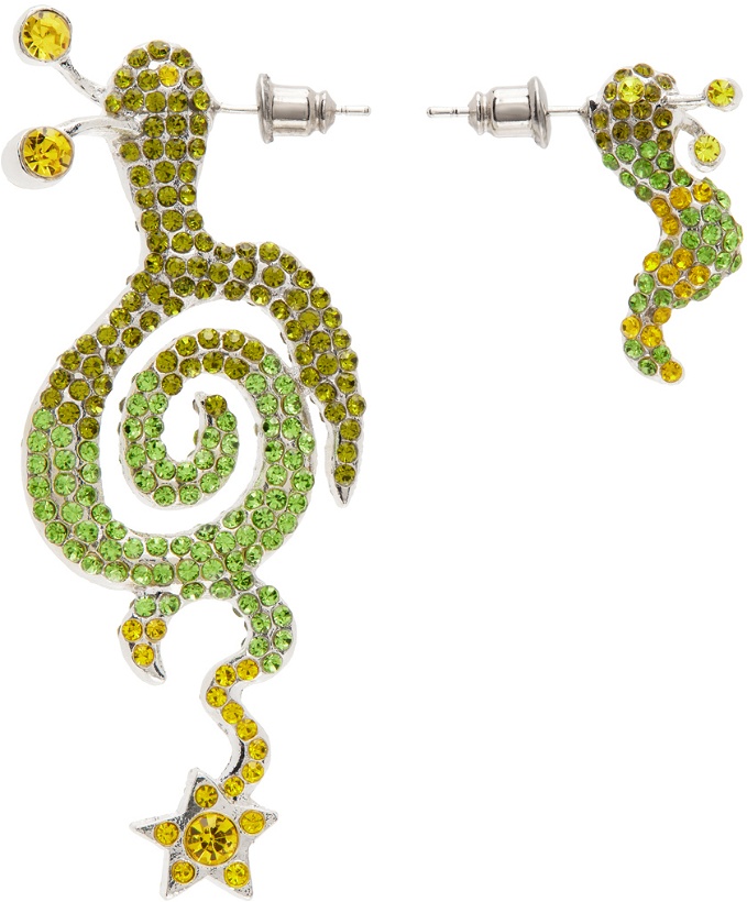 Photo: Collina Strada SSENSE Exclusive Silver & Green Tattoo Snail Earrings