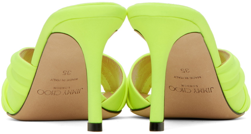 【関税込み】Jimmy Choo グリーン Basil 75 ヒールサンダル Jimmy Choo - Basil Neon Apple Green Mule, 75mm | Mitchell Stores