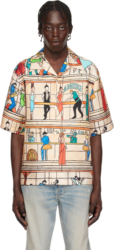 Photo: AMIRI Beige 'Amiri' Pool Hall Bowling Shirt