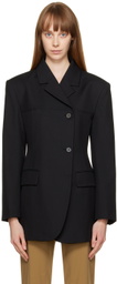 DRAE Black Asymmetric-Button Blazer