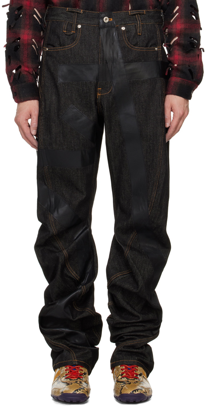 Juntae Kim Black Twisted Tape Jeans