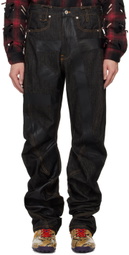 Juntae Kim Black Twisted Tape Jeans