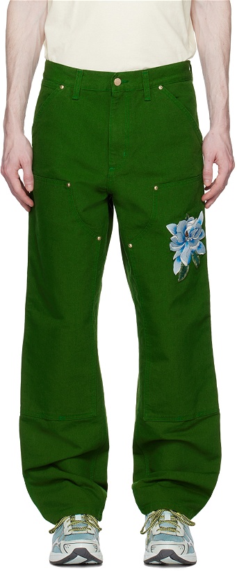 Photo: Awake NY Green Carhartt WIP Edition Double Knee Trousers