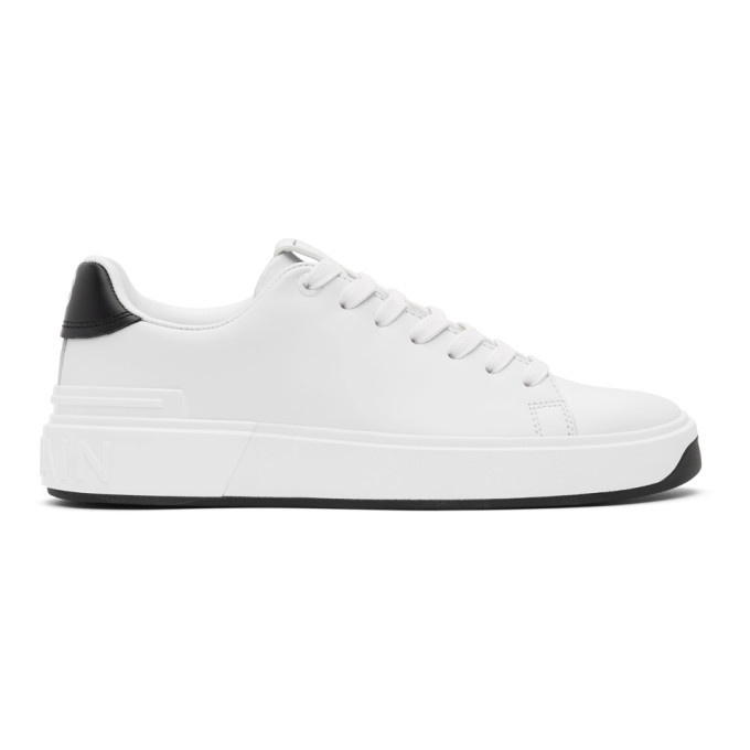 Photo: Balmain White and Black Leather B-Court Sneakers