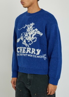 Cherry Los Angeles Won The West Intarsia Alpaca-blend Jumper Blue