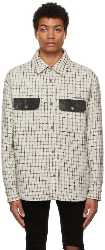 Photo: AMIRI White Wool Tweed Check Shirt