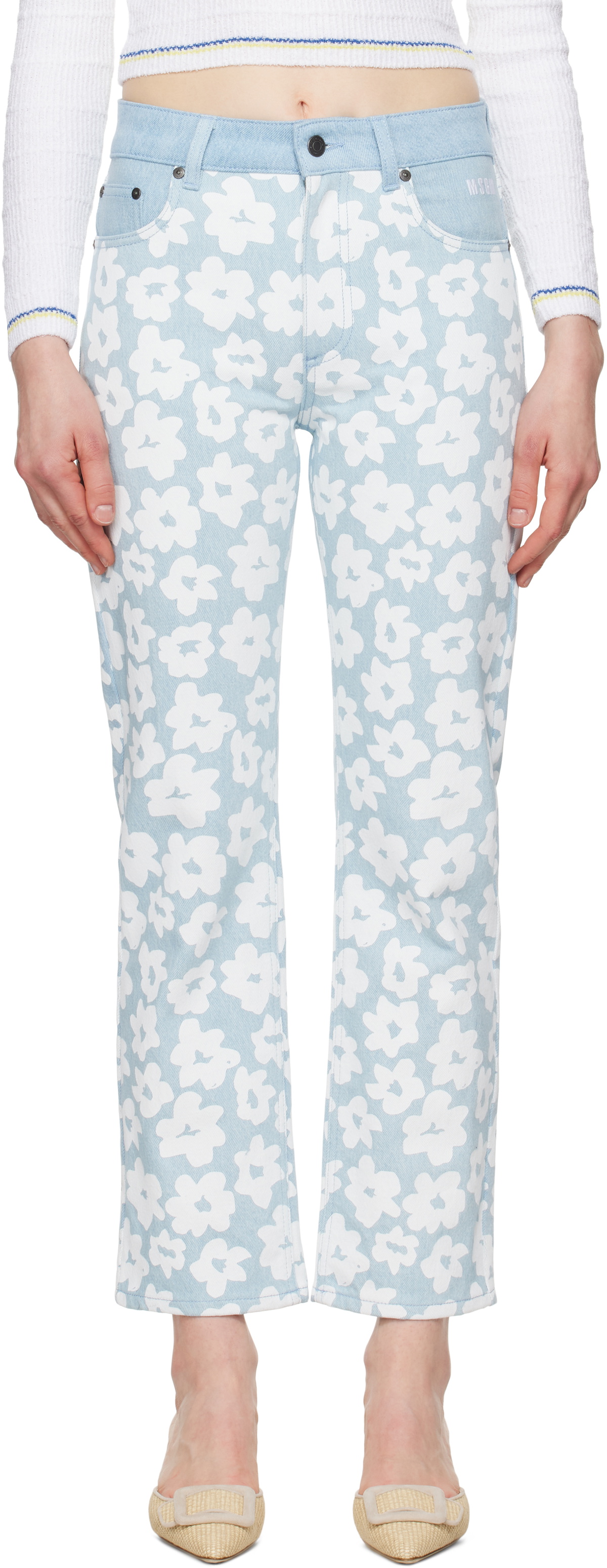 MSGM Blue Printed Jeans
