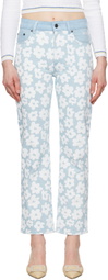 MSGM Blue Printed Jeans