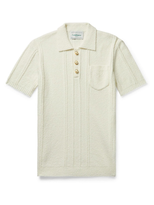Photo: Casablanca - Cotton-Blend Terry Polo Shirt - White