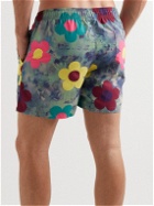 OAS - Straight-Leg Mid-Length Tie-Dyed Floral-Print Swim Shorts - Green