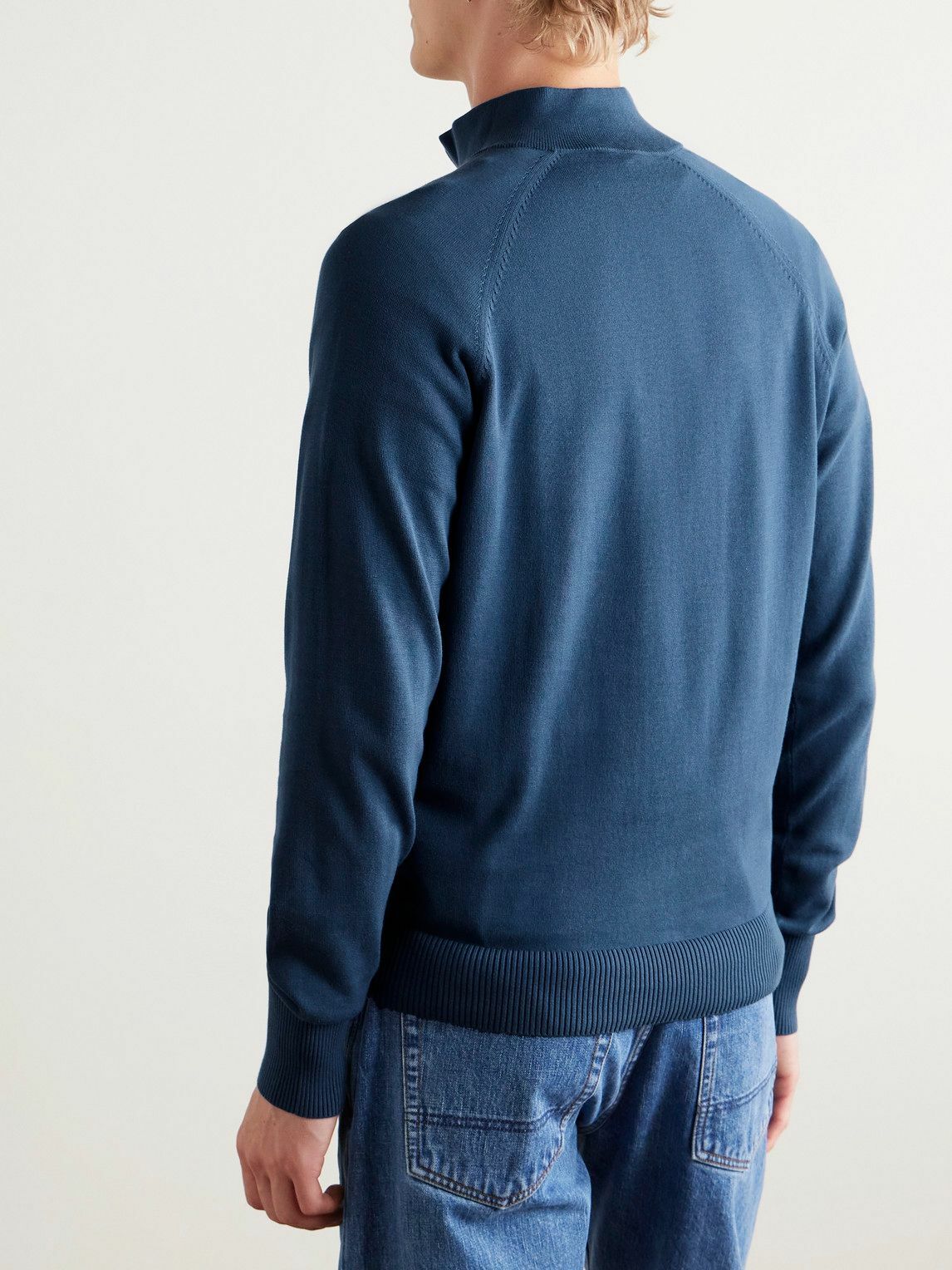 Sid Mashburn - Cotton Half-Zip Sweater - Blue