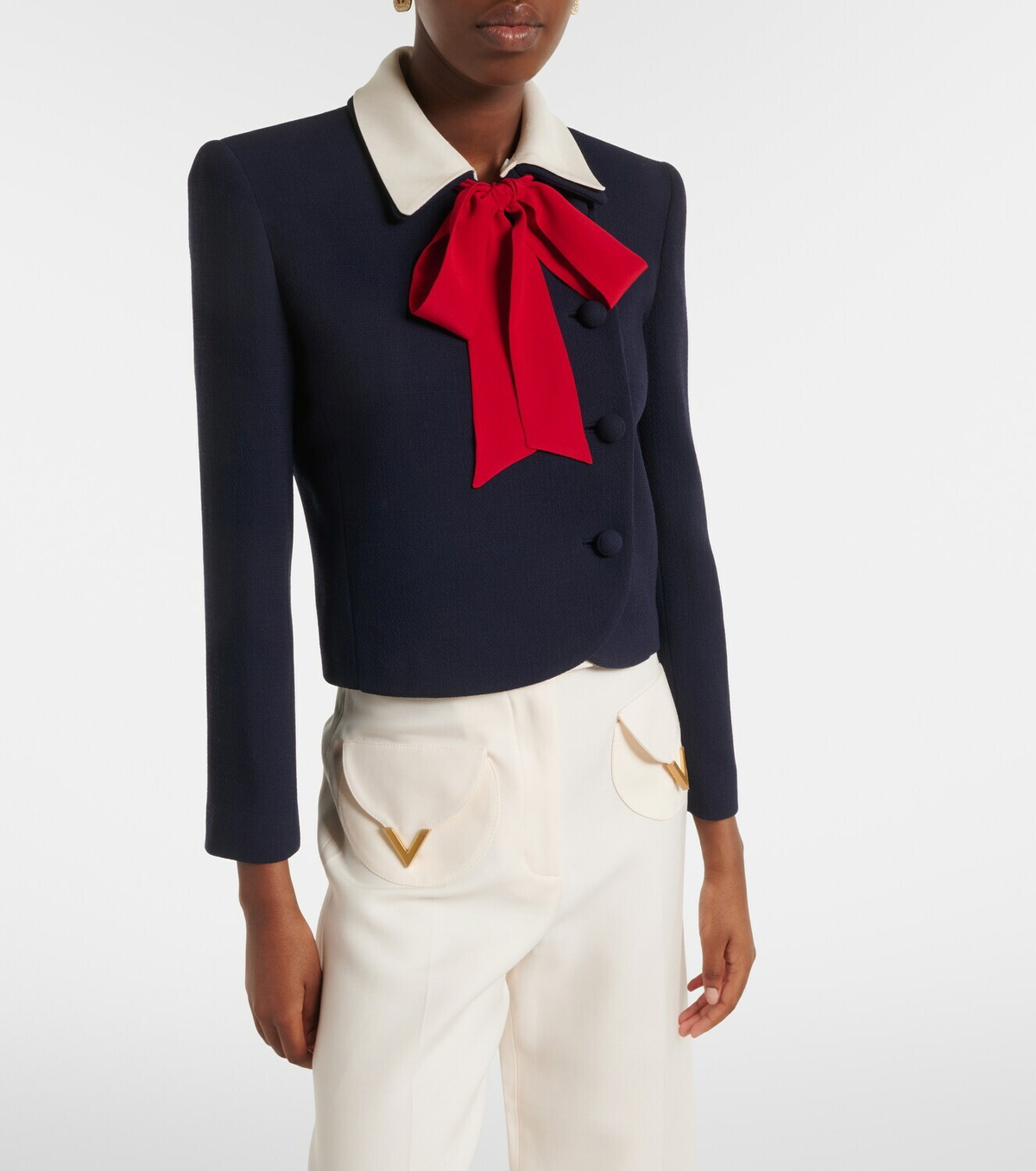 Valentino Tie-neck virgin wool jacket