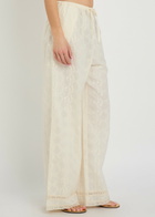 Solaqua Giulia Embroidered Wide-leg Trousers Ivory