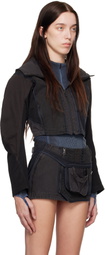HYEIN SEO Black & Gray Patchwork Crop Jacket